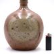 Sandstone lamp by Jacques Vilain, raffia lampshade, 70s ceramic