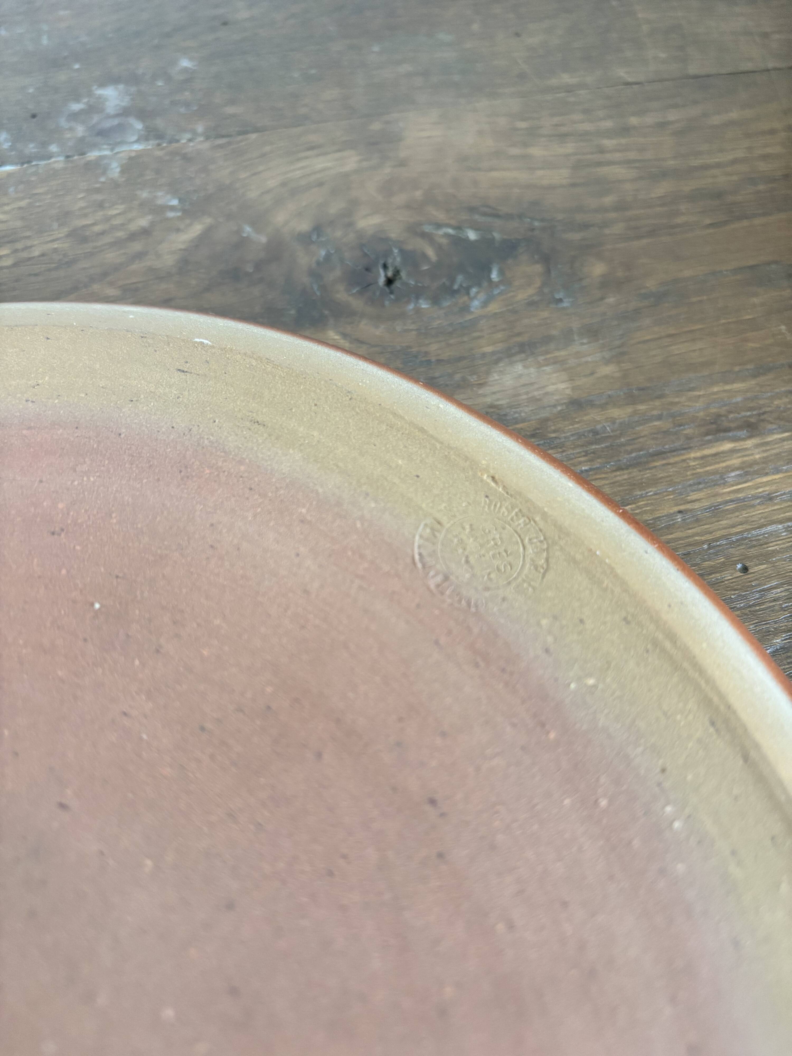Stoneware plate signed Roger Jacques – Puisaye – vintage ceramics