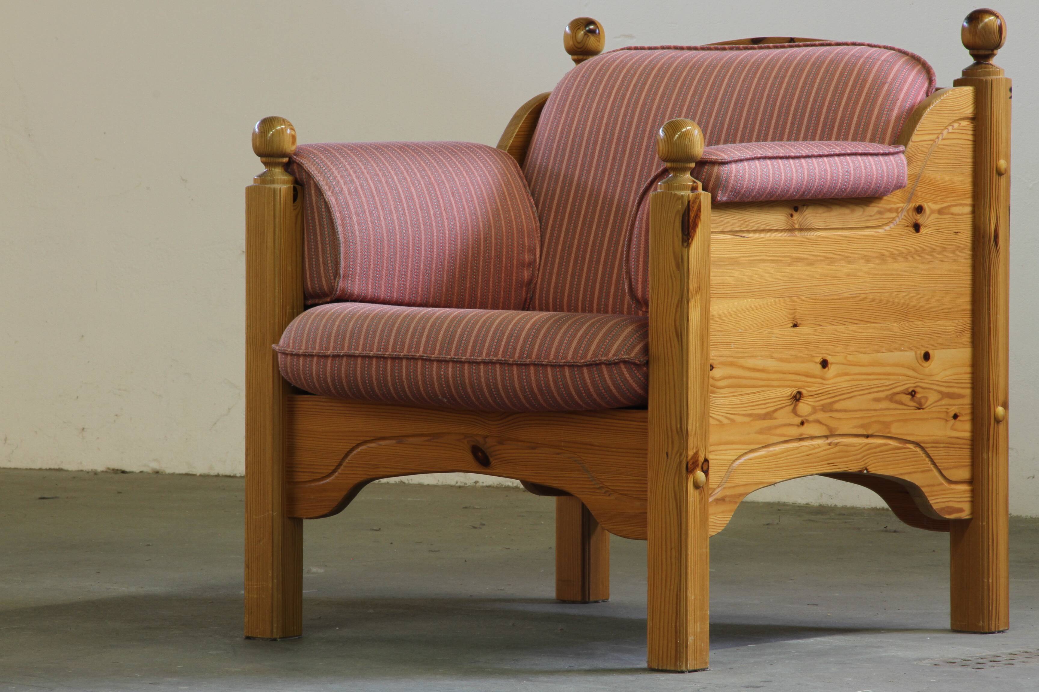 Vintage mid-century Danish pine lounge chair, 1970s
