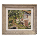 Oil on panel View of a villa in the South of France signed A. Adam circa 19