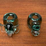 Vintage handmade African glass animal candle holders from Ngwenya Glass, set of 2.