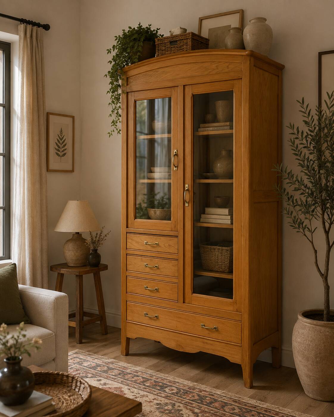 Parisian hotel glass-fronted wardrobe chest of drawers from the 1930s.