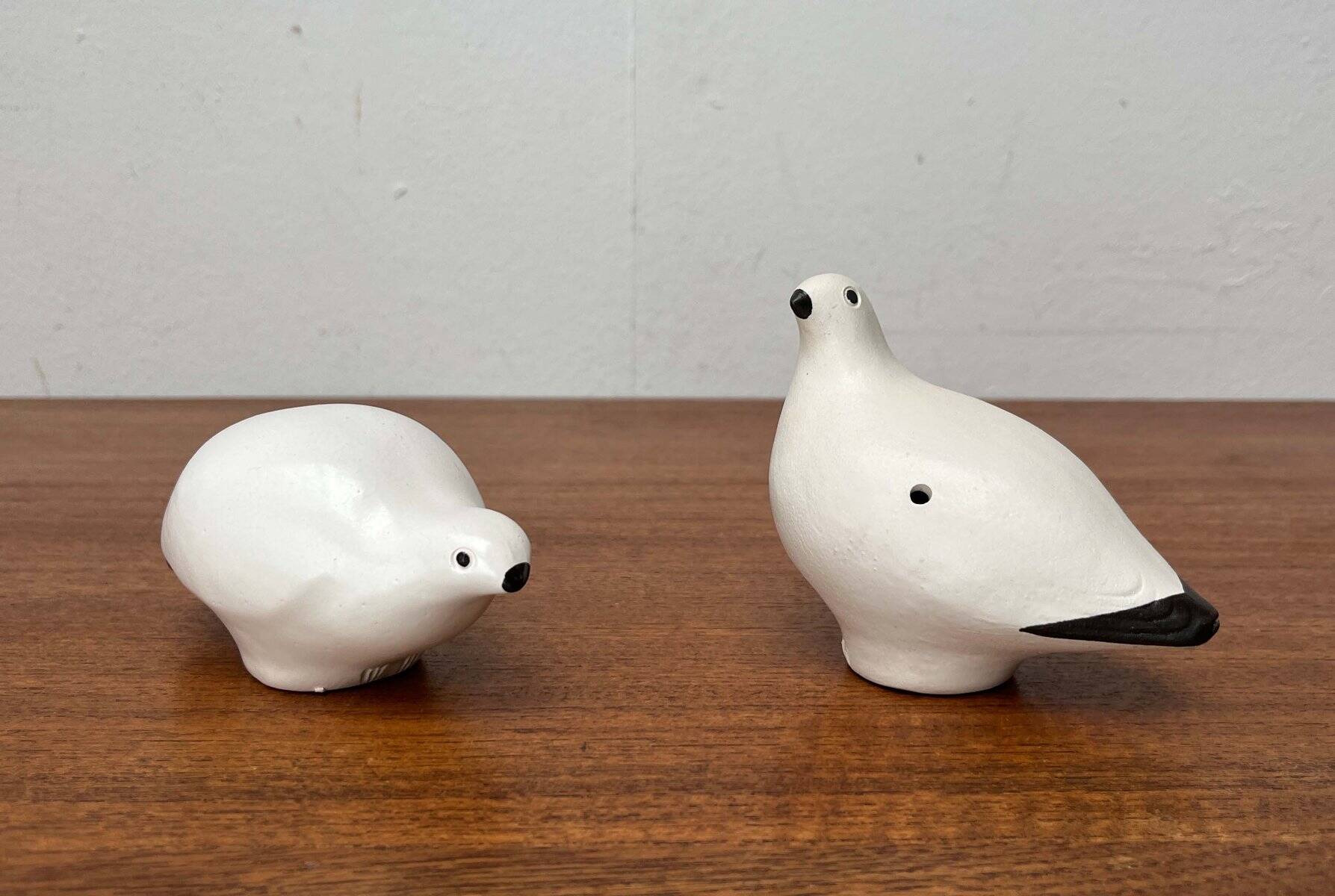 Vintage handmade ceramic bird whistles Riekko by Punainen Paja and Lintupaja, Finland, 1970s, set of 2.