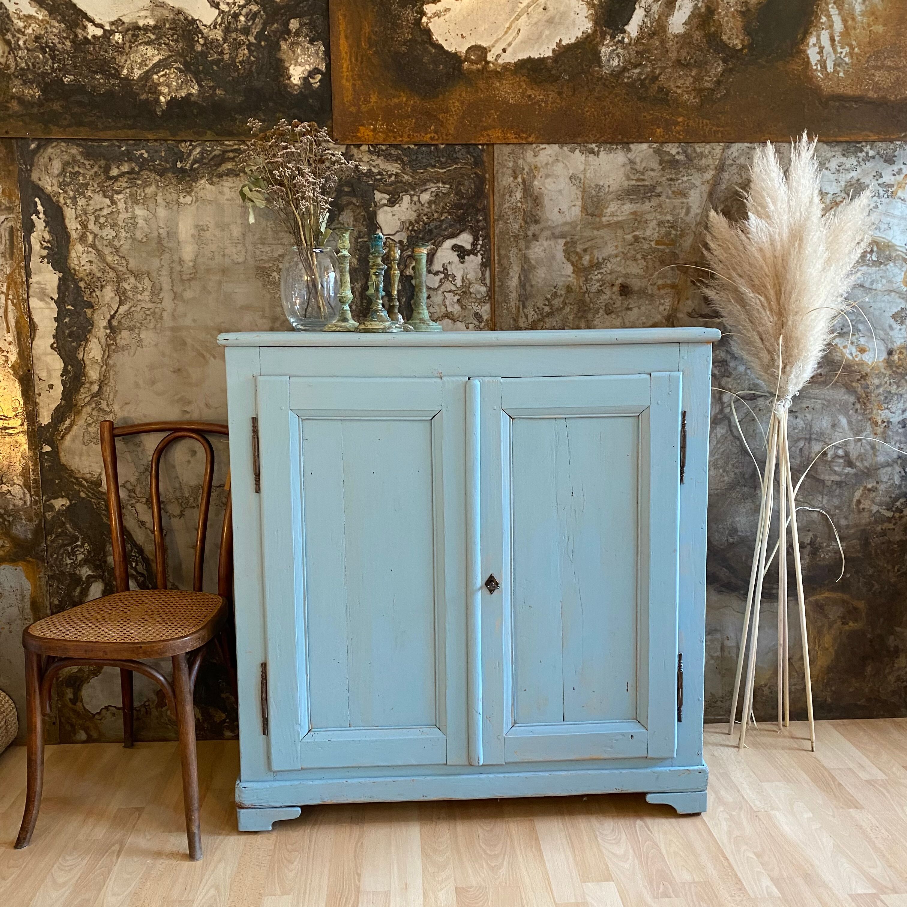 Antique buffet in its pretty bluish patina