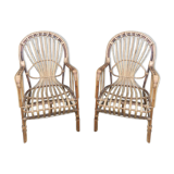 2 armchairs in old rattan