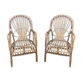 2 armchairs in old rattan