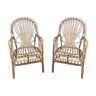 2 armchairs in old rattan