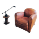 Patinated leather club armchair