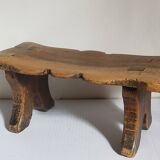 Old footstool in solid wood 19th century