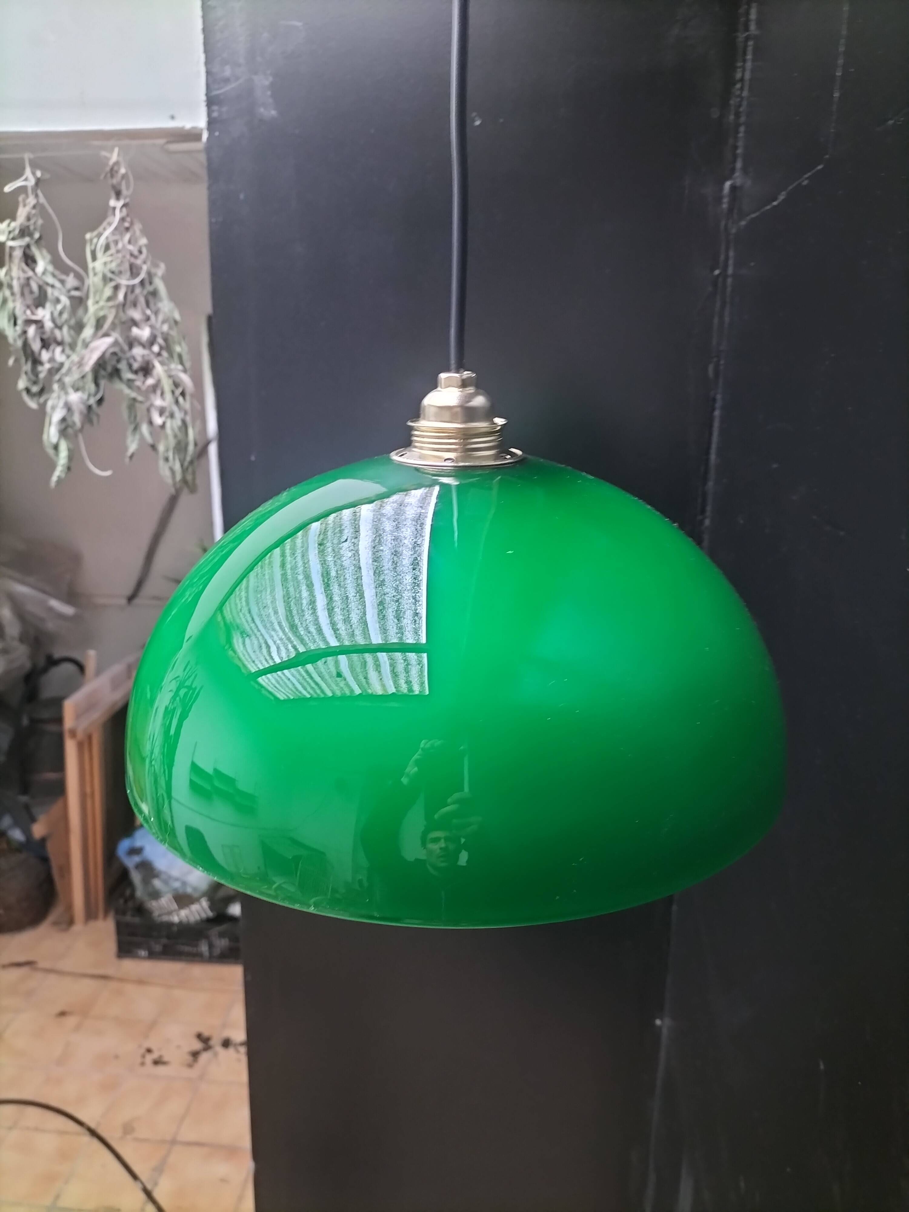 Green opaline pendant light