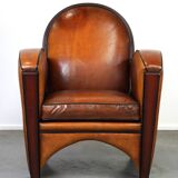 Great sheep leather Artdeco design armchair with a unique design