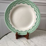 Plat rond digoin sarreguemines modèle "lola" vert d'eau années 30-40