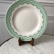 Round dish digoin sarreguemines model "lola" water green years 30-40