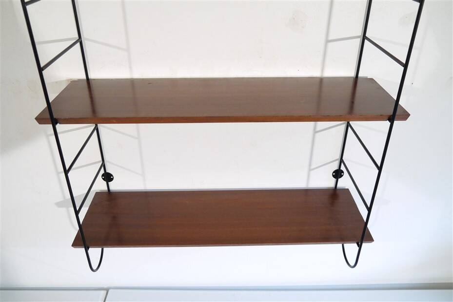 Vintage teak and metal shelf 1960