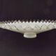 French frilled glass pendant shade, white opaline glass with a clear scalloped edge.