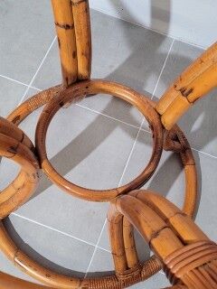 Rattan table and smoked glass