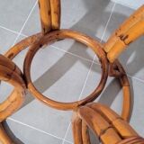 Rattan table and smoked glass