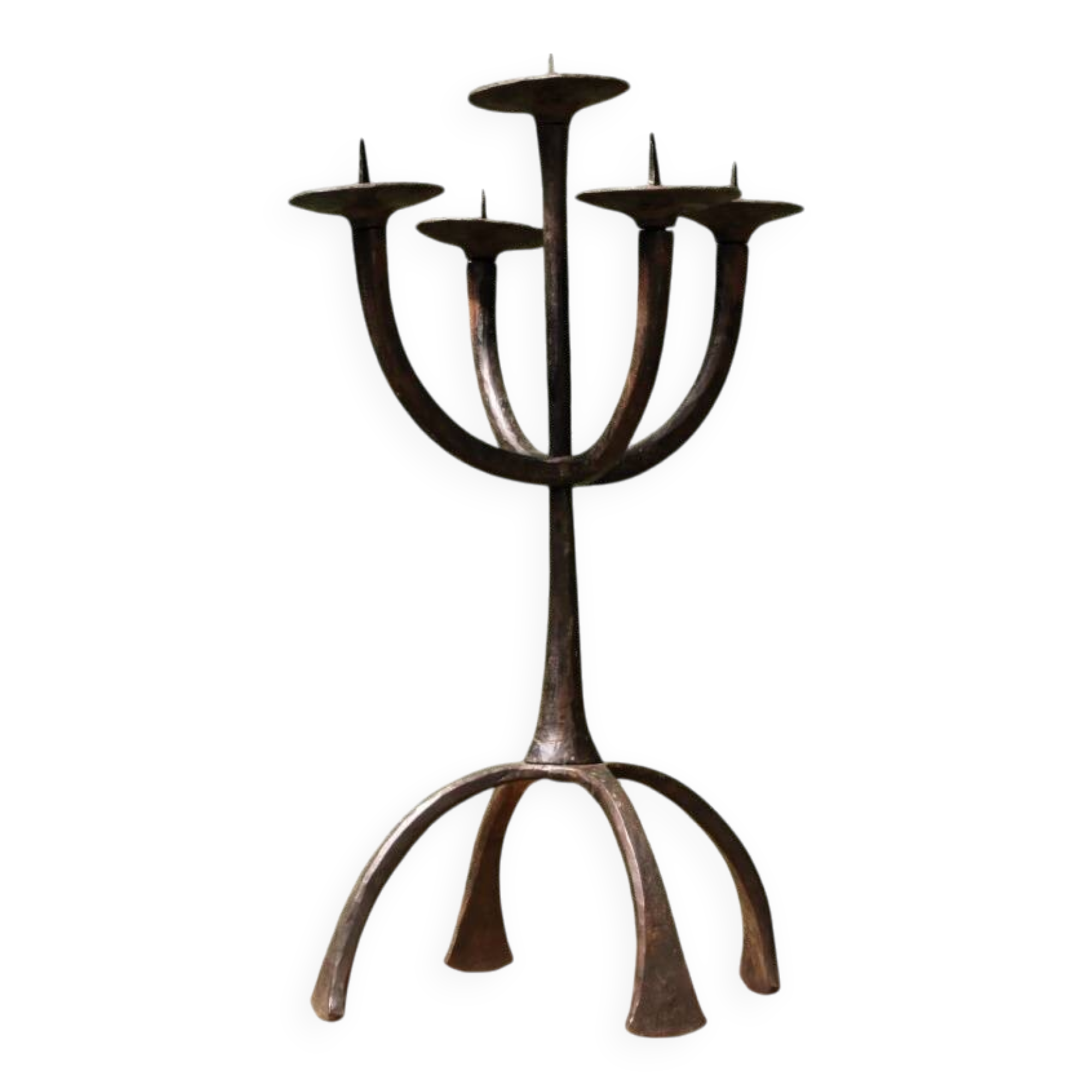 Brutalist wrought iron candle holder, Marolles workshops