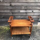 Wooden rolling dessert trolley