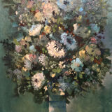Oil on canvas entitled "Le Bouquet Bleu" and signed Marcel Depré (1919 - 1990)