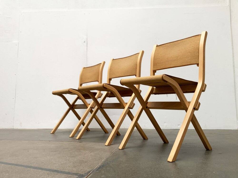 Vintage Italian folding chairs by Ilmari Tapiovaara for Olivo Italy, set of 3.