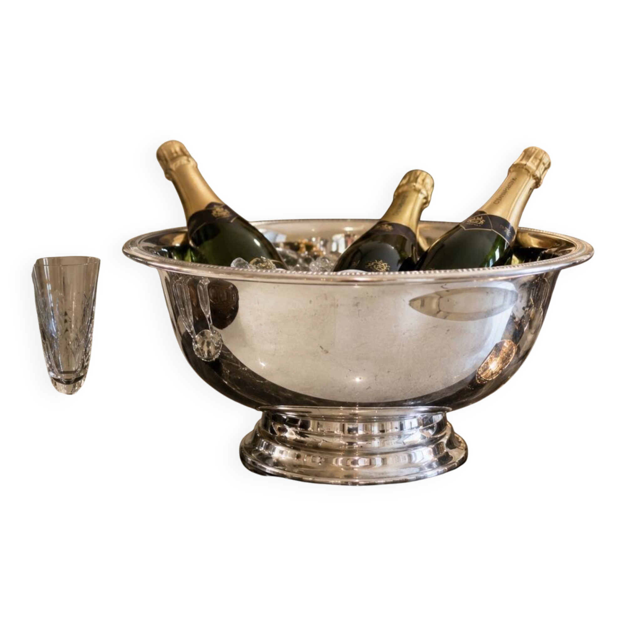 Large Luxury Silver Plated Champagne Ice Bucket / Wine Cooler on Pedestal