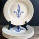 Set of 5 antique Gien plates – Fleur de Lys pattern – Ironstone