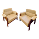 2 teak and fabric armchairs, 1960s