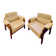 2 teak and fabric armchairs, 1960s