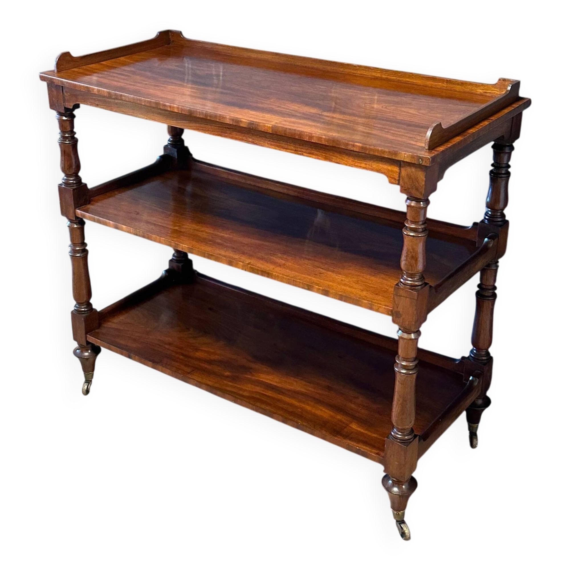 antique mahogany three-tiered étagère