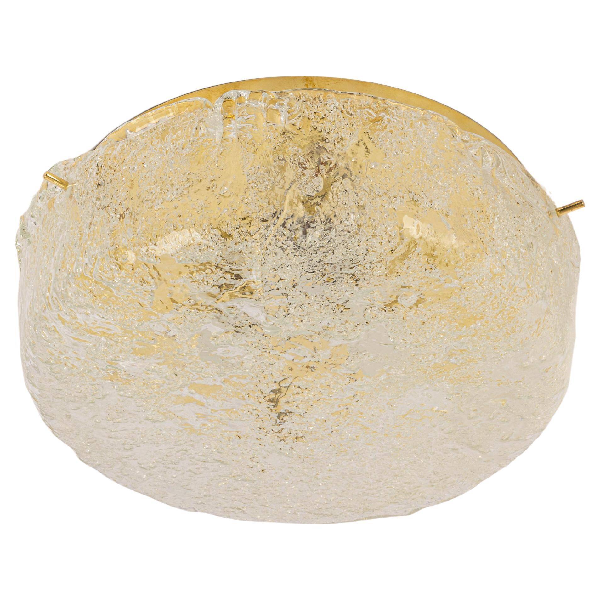 Plafonnier en verre de Murano Hillebrand en laiton, Allemagne, années 1970