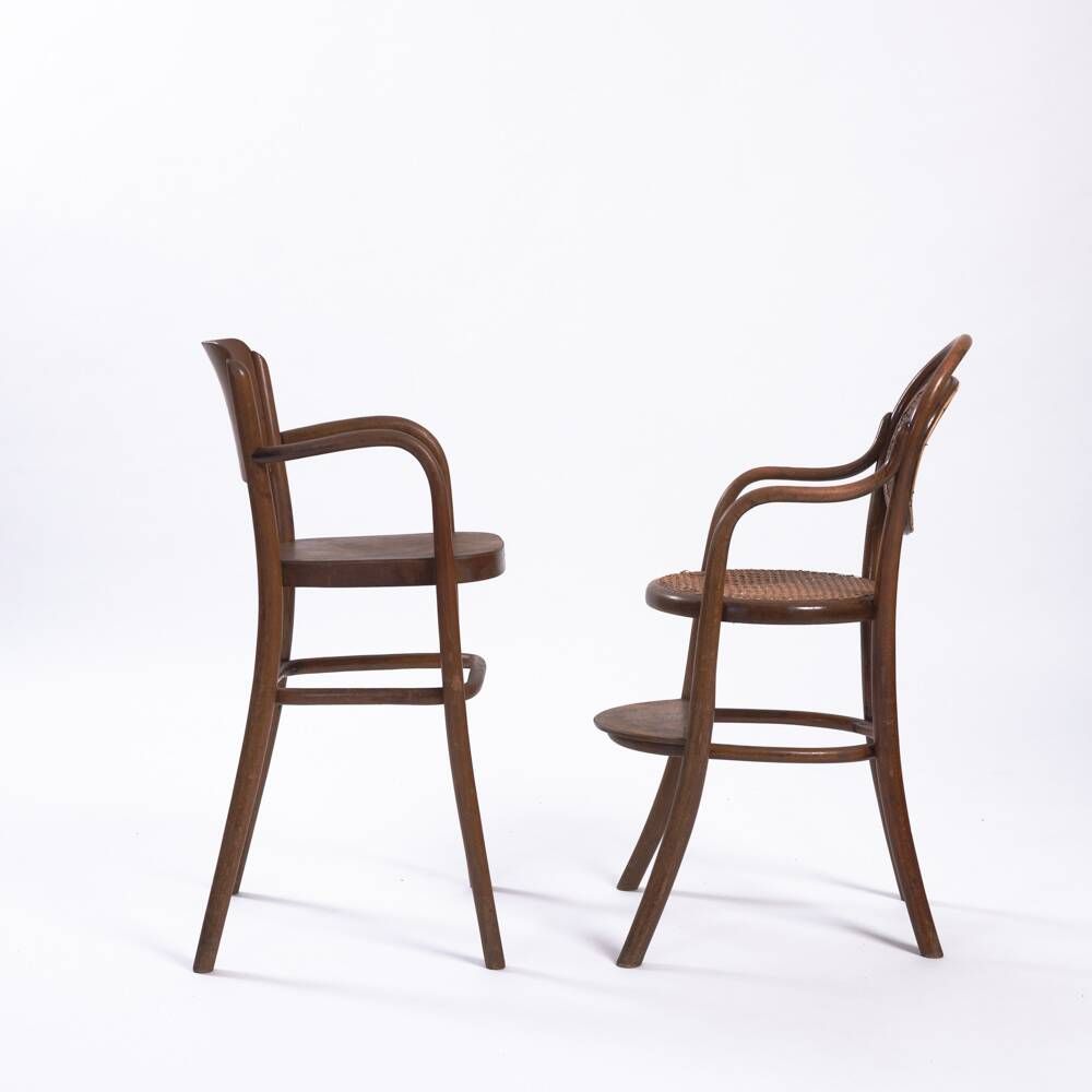 Antique set of Michael Thonet wicker and bentwood childrens chairs, 2