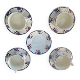 Tasses et soucoupes art déco Badonviller motif « tulipes «