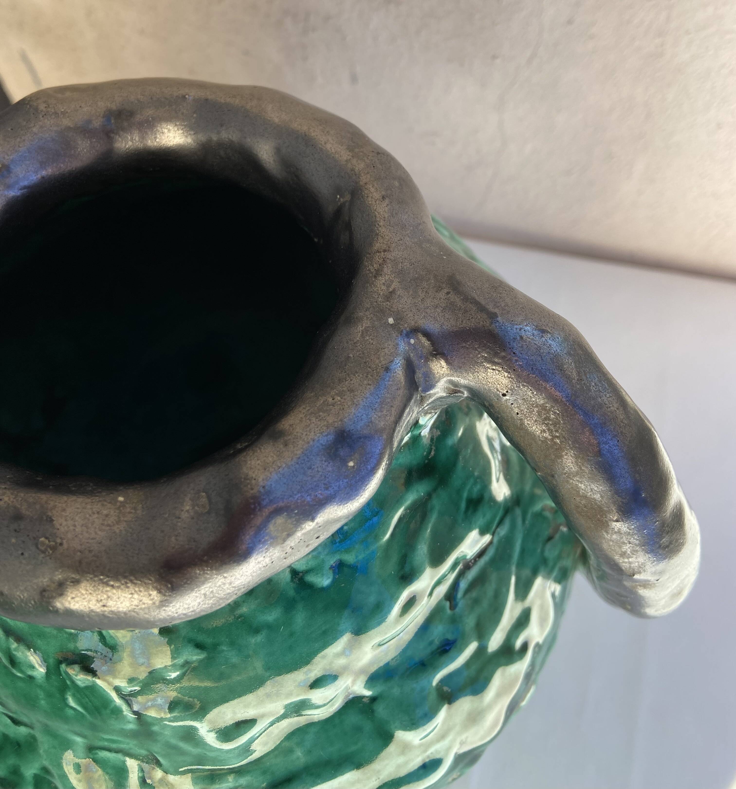 Pair of Jerome Massier vases, Vallauris, 1950s