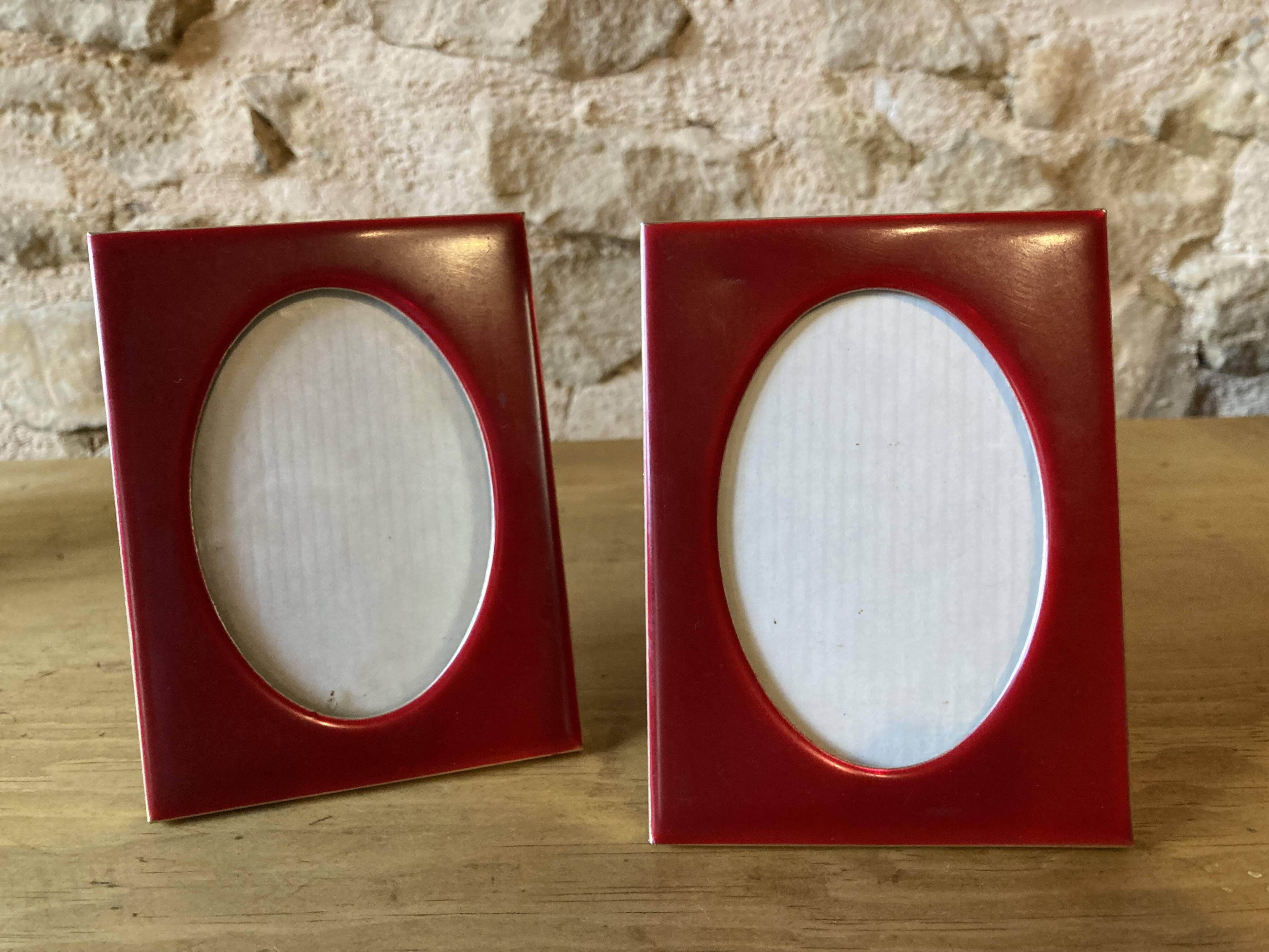 Set of 2 small red frames, made in Italy, 1970s