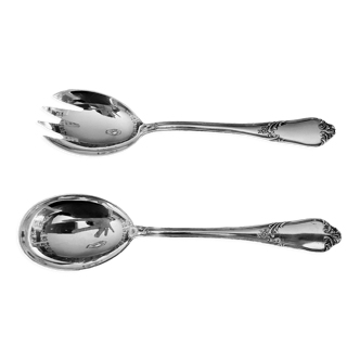 Silver metal salad servers