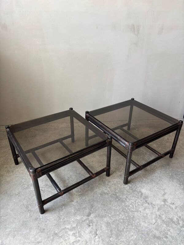 Table d’appoint / bout de canapé en bambou, 70s