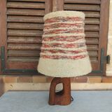 Authentic Lamp of the 70's Foot in Olivier Lampshade in wool