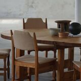 Large Danish mid-century modern dining table in pine, Tage Poulsen, 1970s.