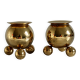 Pair of Mid-Century Swedish Brass Candle Holders by Gusum Bruk