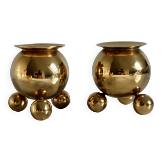 Pair of Mid-Century Swedish Brass Candle Holders by Gusum Bruk
