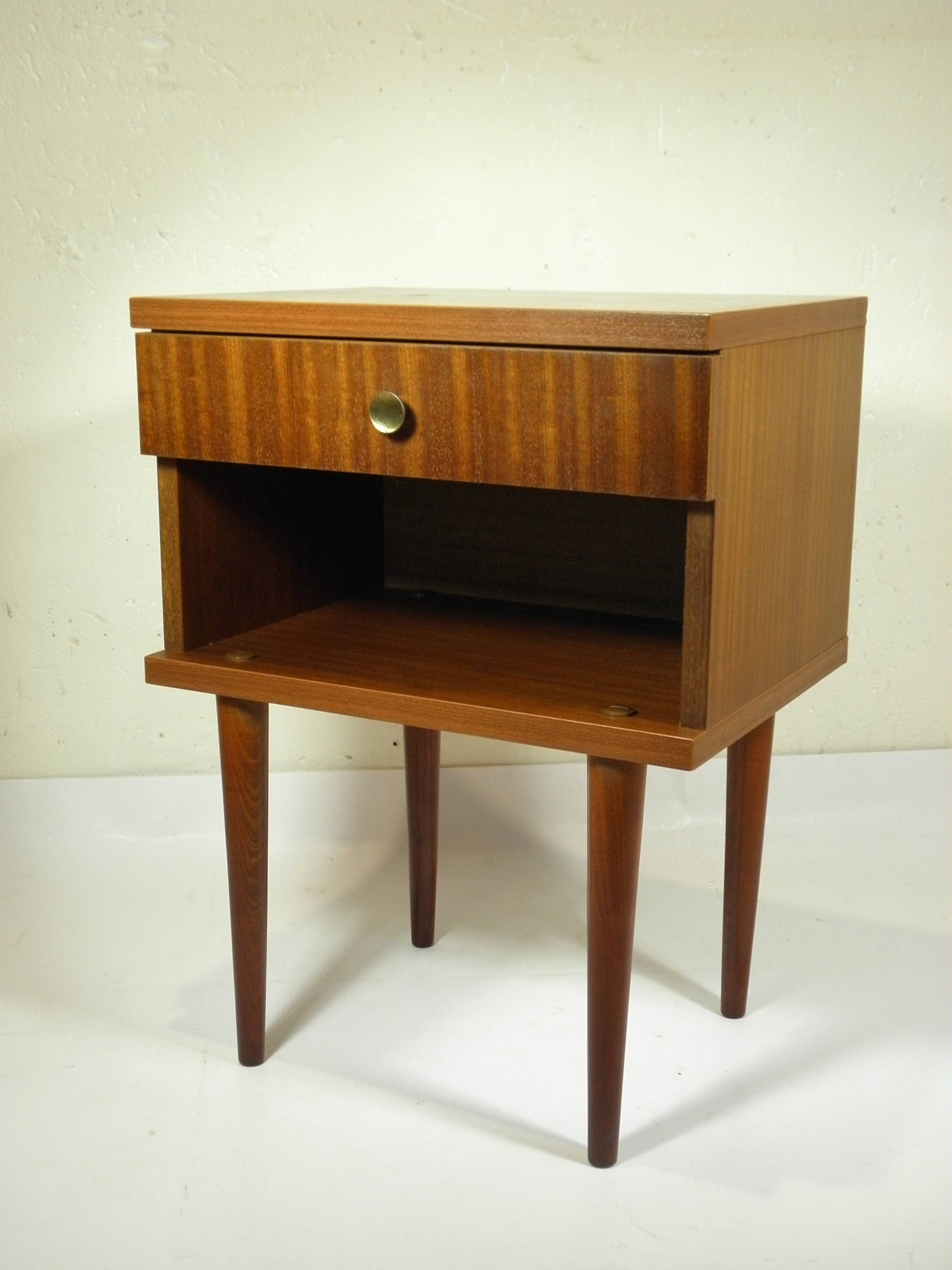 1960s bedside table with tapered legs