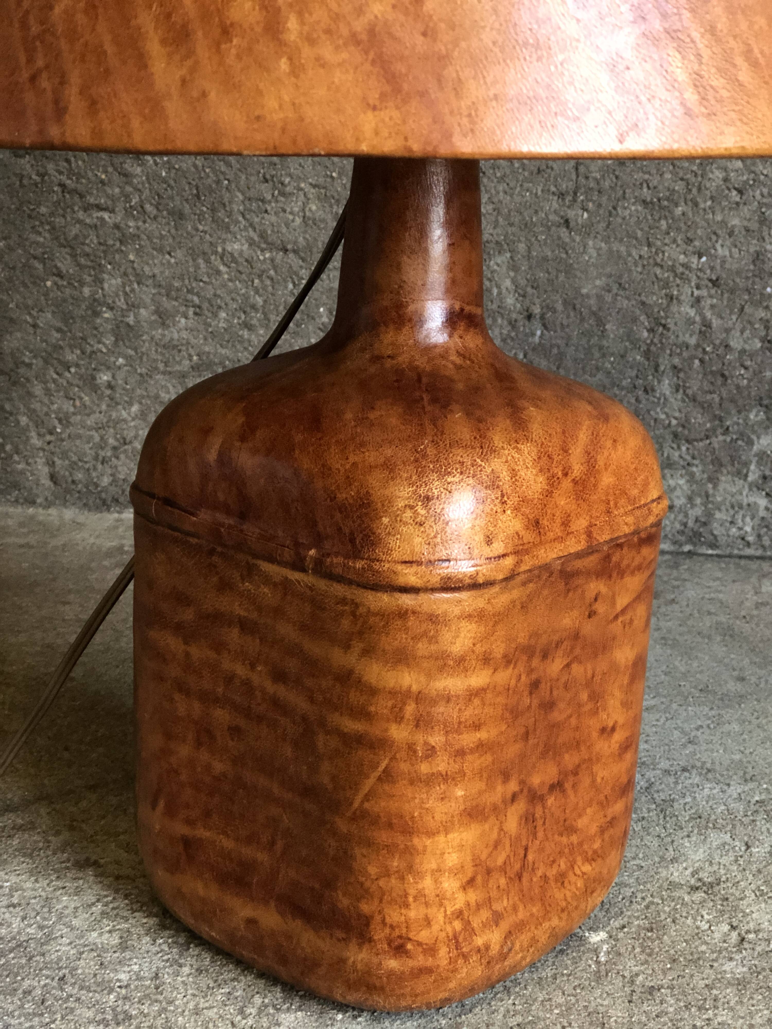 Large vintage leather lamp