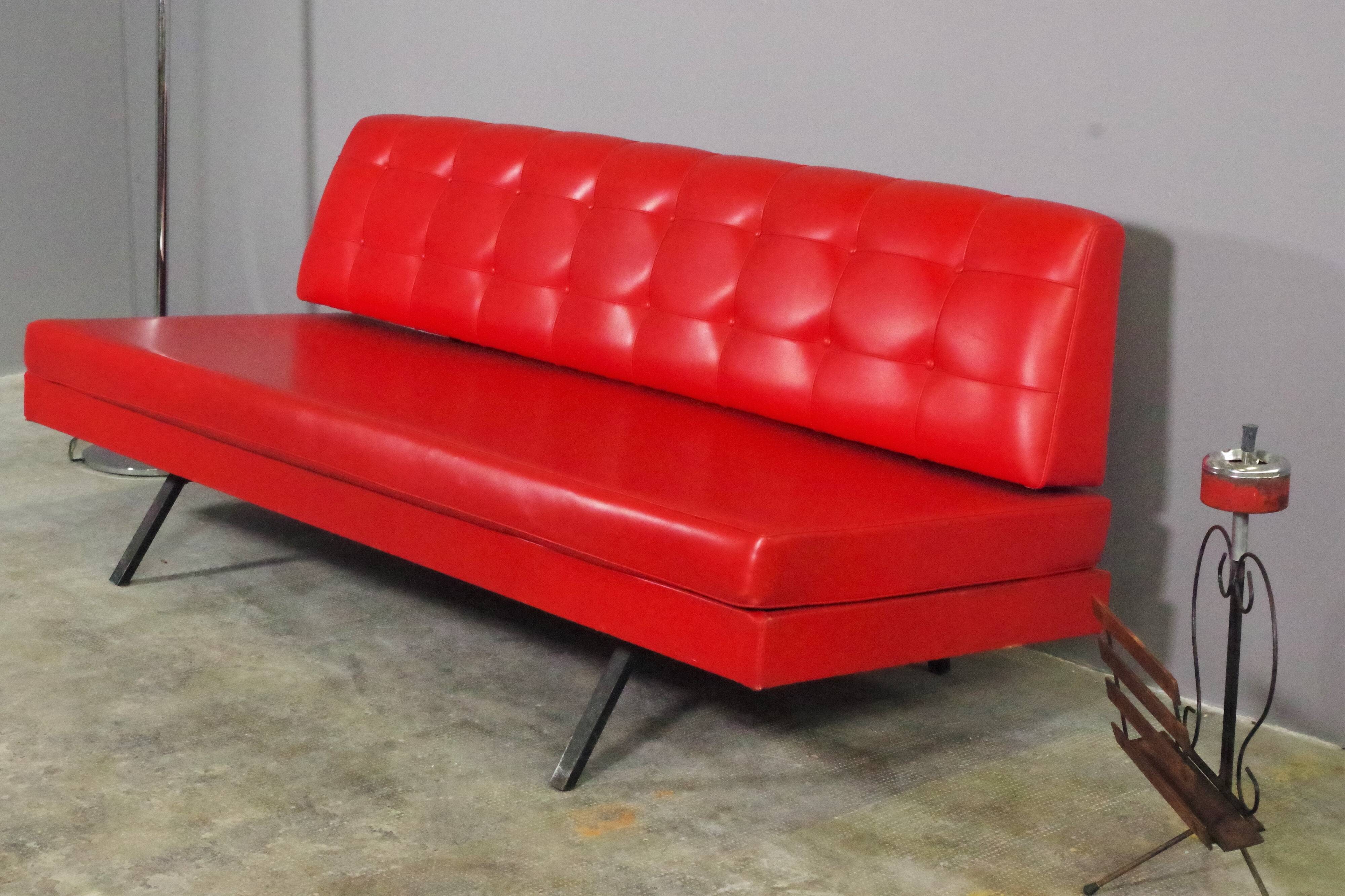 Red leatherette sofa, 1970s