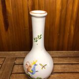 Old Vase Soliflore MOUSTIERS White Ceramic Vintage Painted Decor #A484