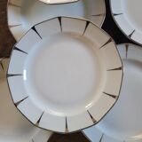 8 Dessert Plates in Limoges Porcelain - Silver Rim, Mid-20th Century