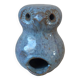 Owl figurine in blue sandstone ceramic, zoomorphic owl in vintage pottery