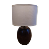 Lampe de chevet base rond bois abat jour tissus ancien