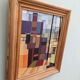 Mid-Century Modern "Cubist View" Vintage Cubist Oil Painting, Framed