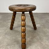 Brutalist tripod stool in the style of Dudouyt